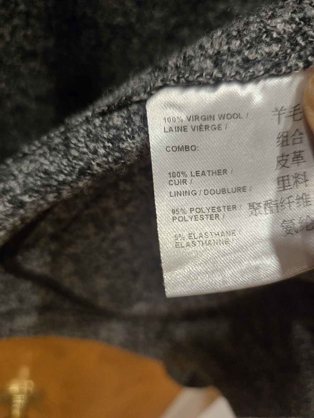 Judith & Charles Gray Wool Moto Jacket with Black Leather Sleeves Sz 4 Like New - Picture 6 of 8